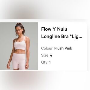 Lululemon Flow Y Nulu Longline Bra in Flush Pink